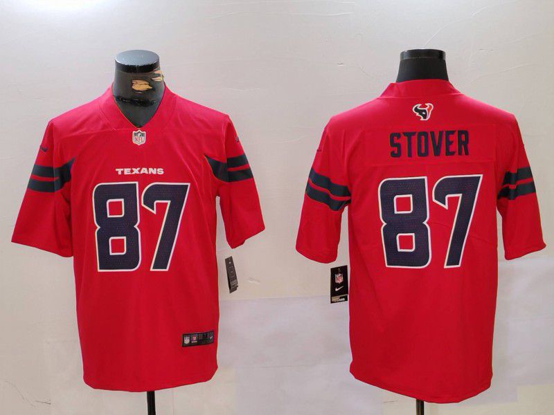 Men Houston Texans 87 Stover Red Second generations 2025 Nike Limited NFL Jersey style 1